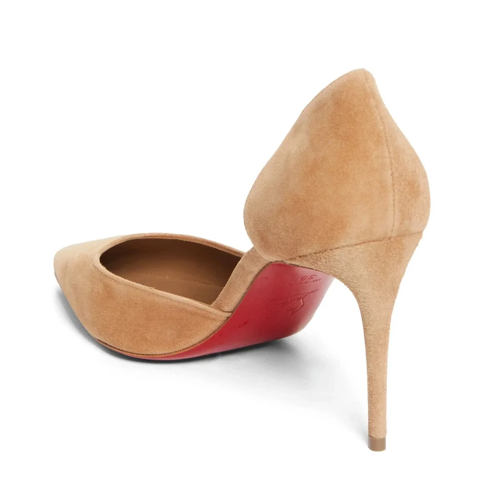 Christian Louboutin Iriza 85 Lionne Beige Suede D'orsay Classic Heel Pump 35
